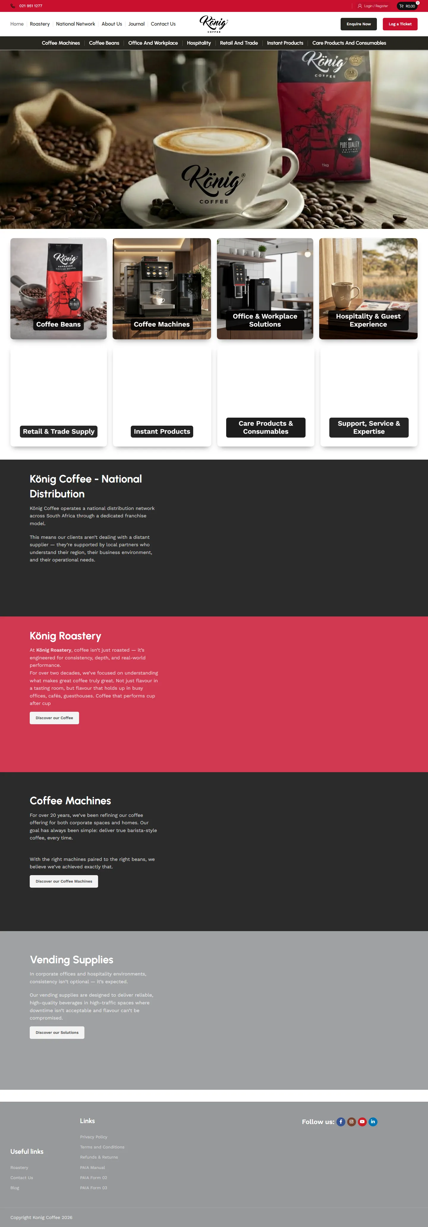König Coffee website desktop view